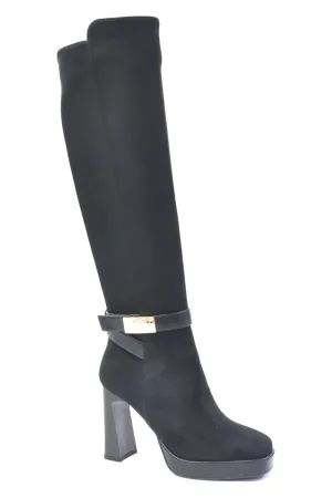 LAURA BIAGOTTI HEELED KNEE HIGH BOOT WITH GOLD DETAILING