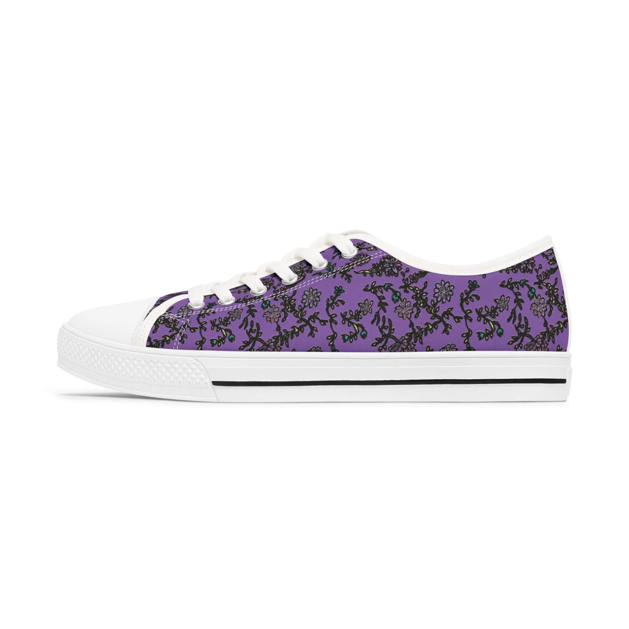 Light Purple Floral Women's Sneakers, Floral Print Best Women's Low Top Canvas Sneakers (US Size: 5.5-12)