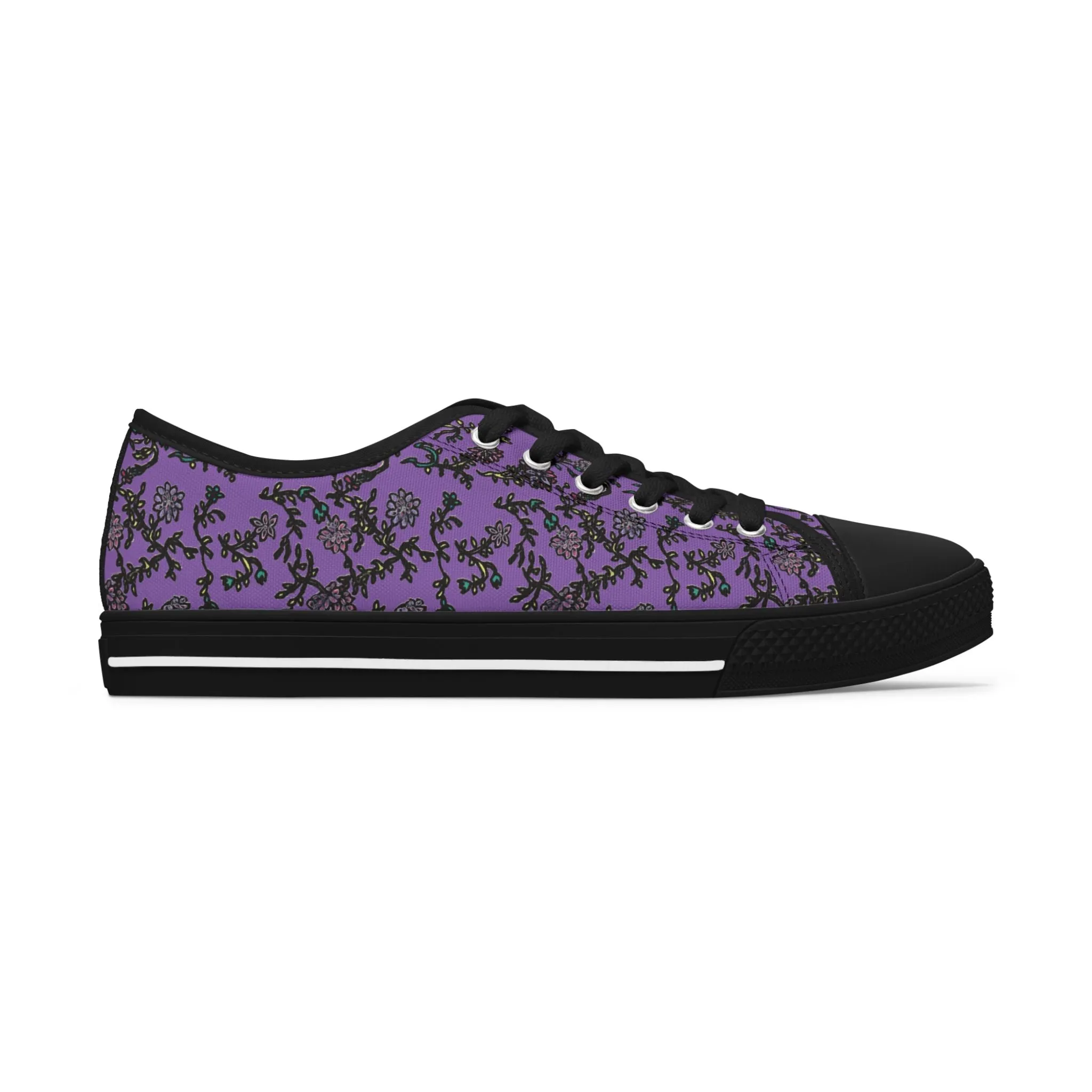 Light Purple Floral Women's Sneakers, Floral Print Best Women's Low Top Canvas Sneakers (US Size: 5.5-12)