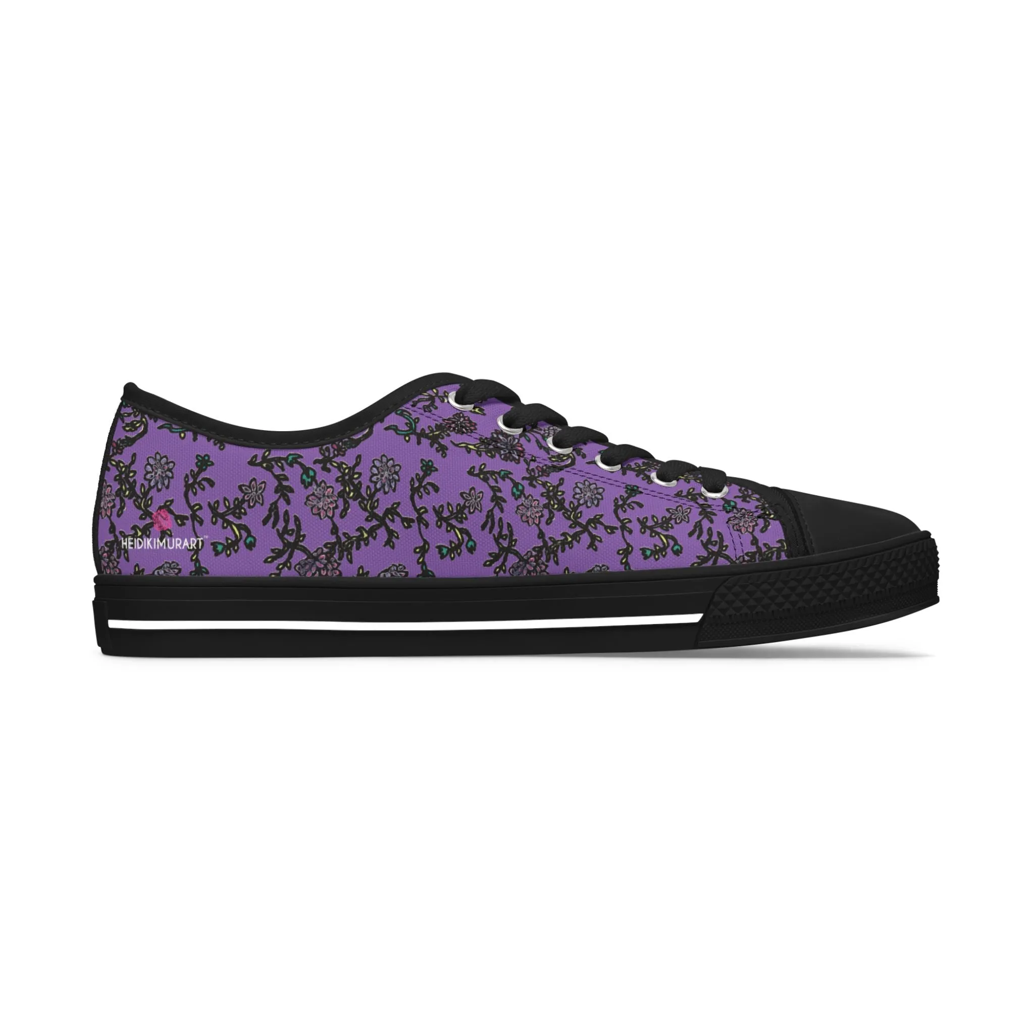 Light Purple Floral Women's Sneakers, Floral Print Best Women's Low Top Canvas Sneakers (US Size: 5.5-12)