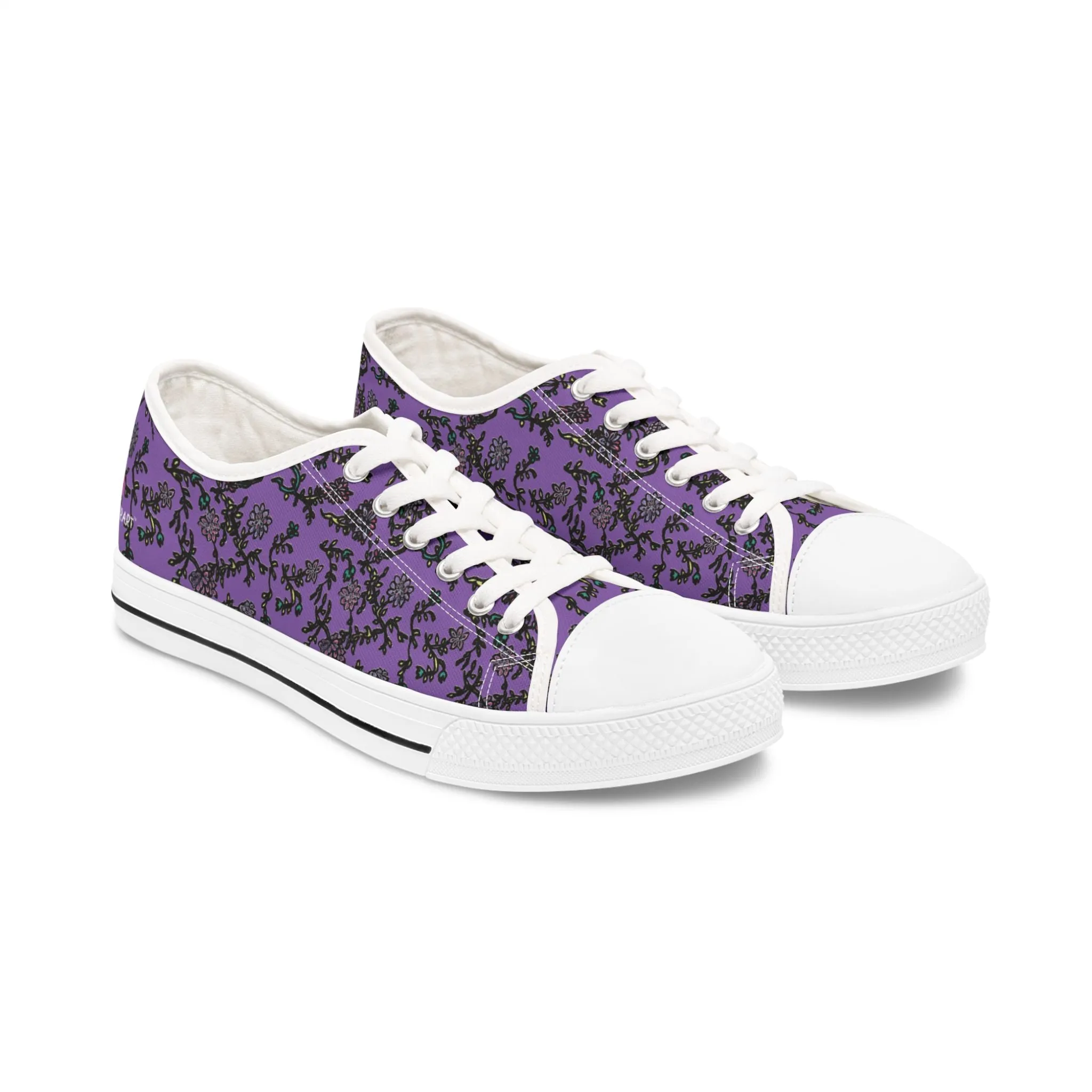 Light Purple Floral Women's Sneakers, Floral Print Best Women's Low Top Canvas Sneakers (US Size: 5.5-12)