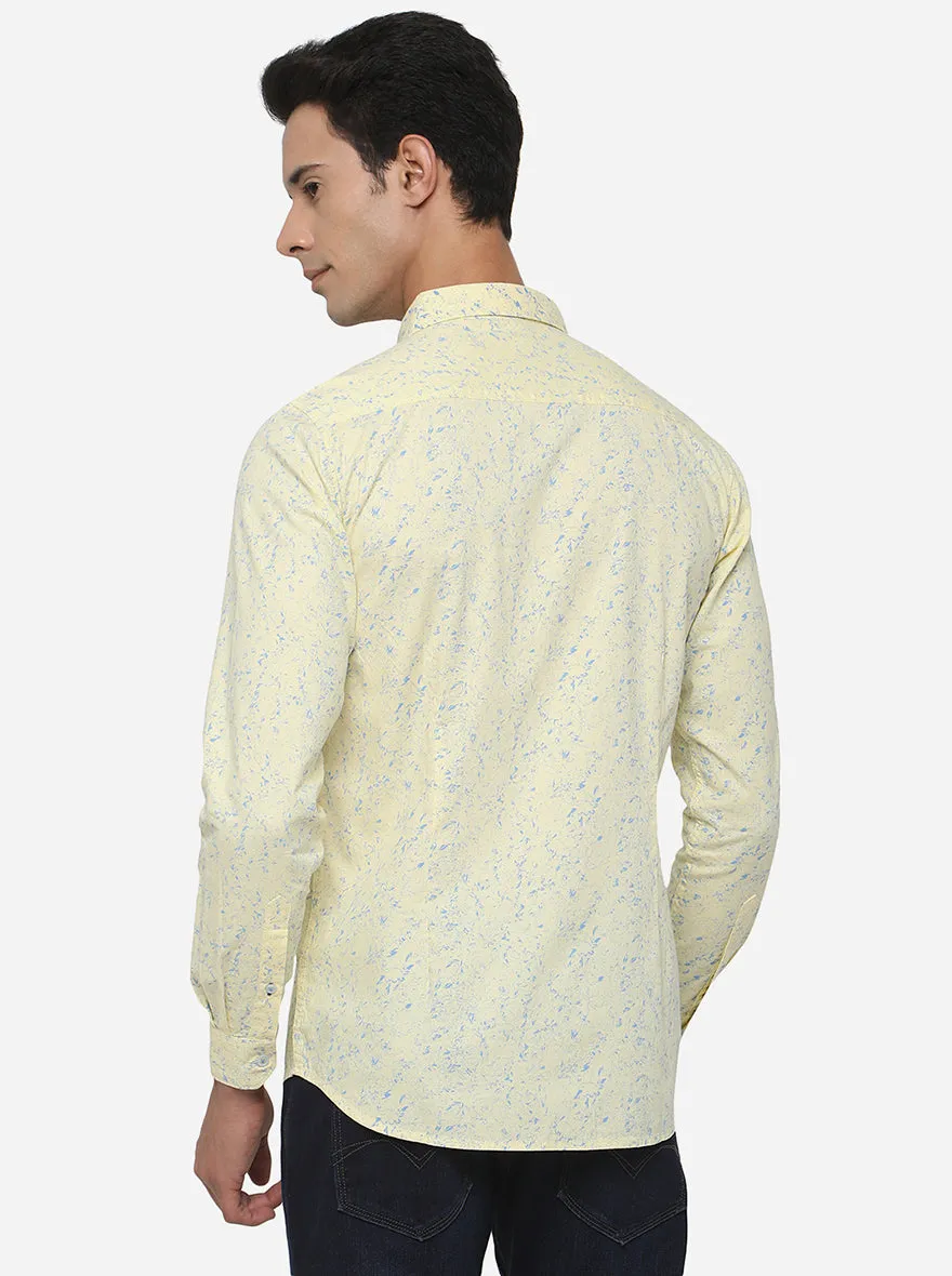 Light Yellow Printed Slim Fit Semi Casual Shirt | JadeBlue