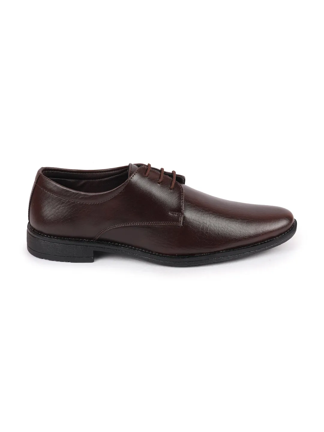 Men Brown Formal Office Work Lace Up Derby Shoes