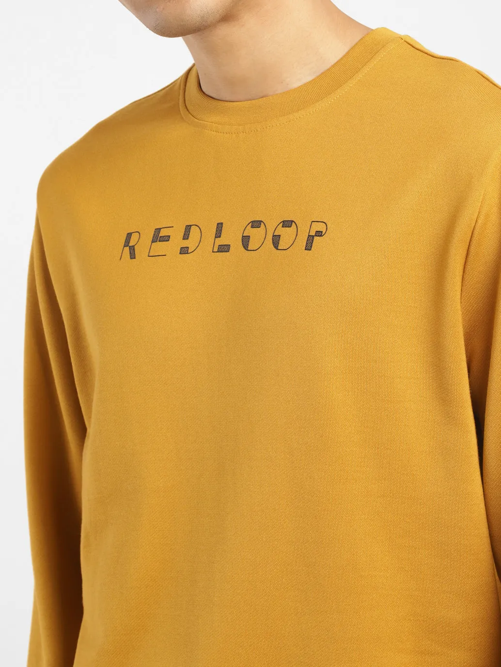 Men's Brand Logo Yellow Crew Neck Sweatshirt