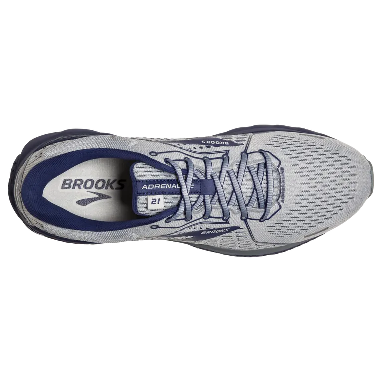 Men's Brooks Adrenaline GTS 21 Color: Grey/Tradewinds/Deep Cobalt 1103491D006