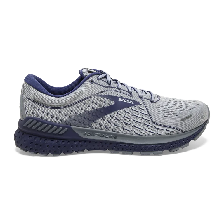 Men's Brooks Adrenaline GTS 21 Color: Grey/Tradewinds/Deep Cobalt 1103491D006