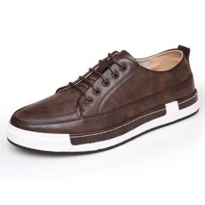 Mens Casual Breathable Vegan Leather Lace Up Shoes