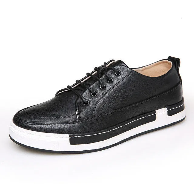 Mens Casual Breathable Vegan Leather Lace Up Shoes