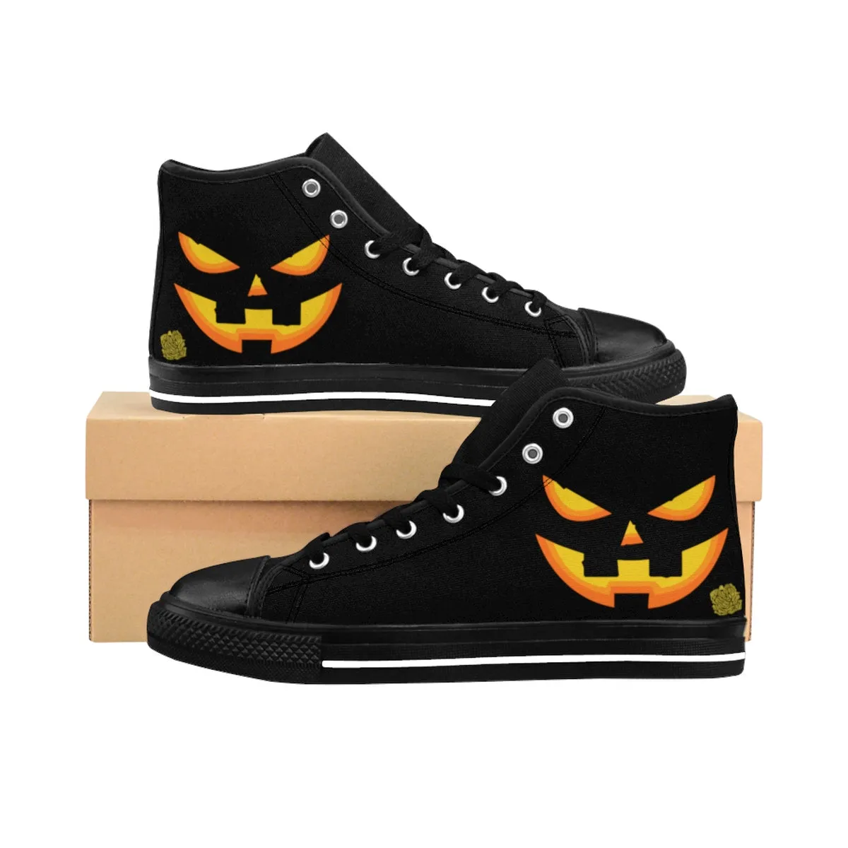 Men's Halloween Orange Creepy Pumpkin Face Men's High-Top Sneakers