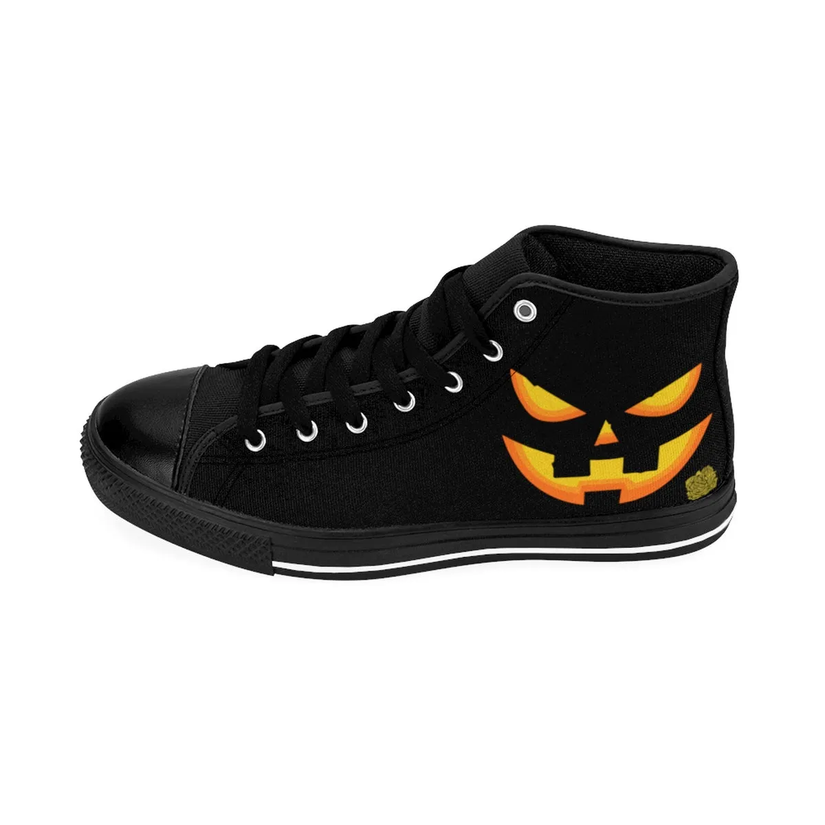 Men's Halloween Orange Creepy Pumpkin Face Men's High-Top Sneakers