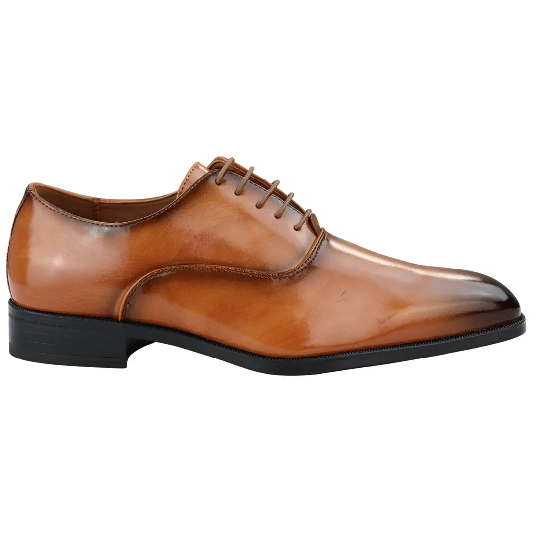 Mens Smart Formal Patent Oxford Shoes Shiny Laced Classic Round Toe Dress