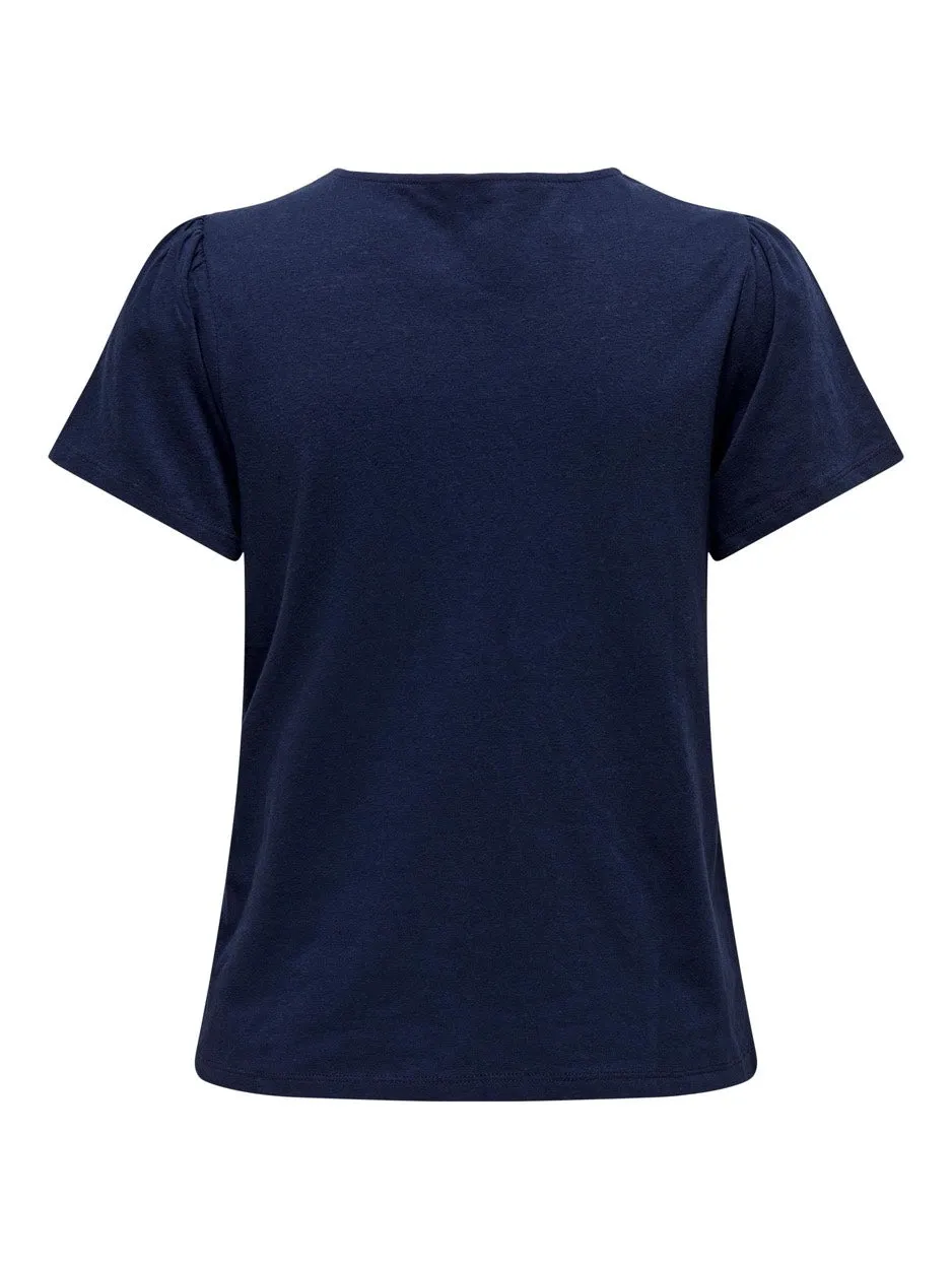 Onlbenita S/s V-neck Top Jrs - Navy