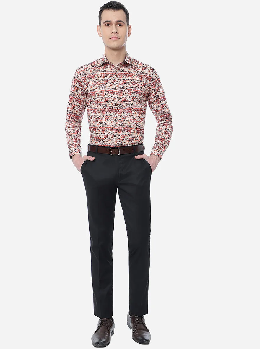 Orange Printed Slim Fit Party Wear Shirt | Greenfibre