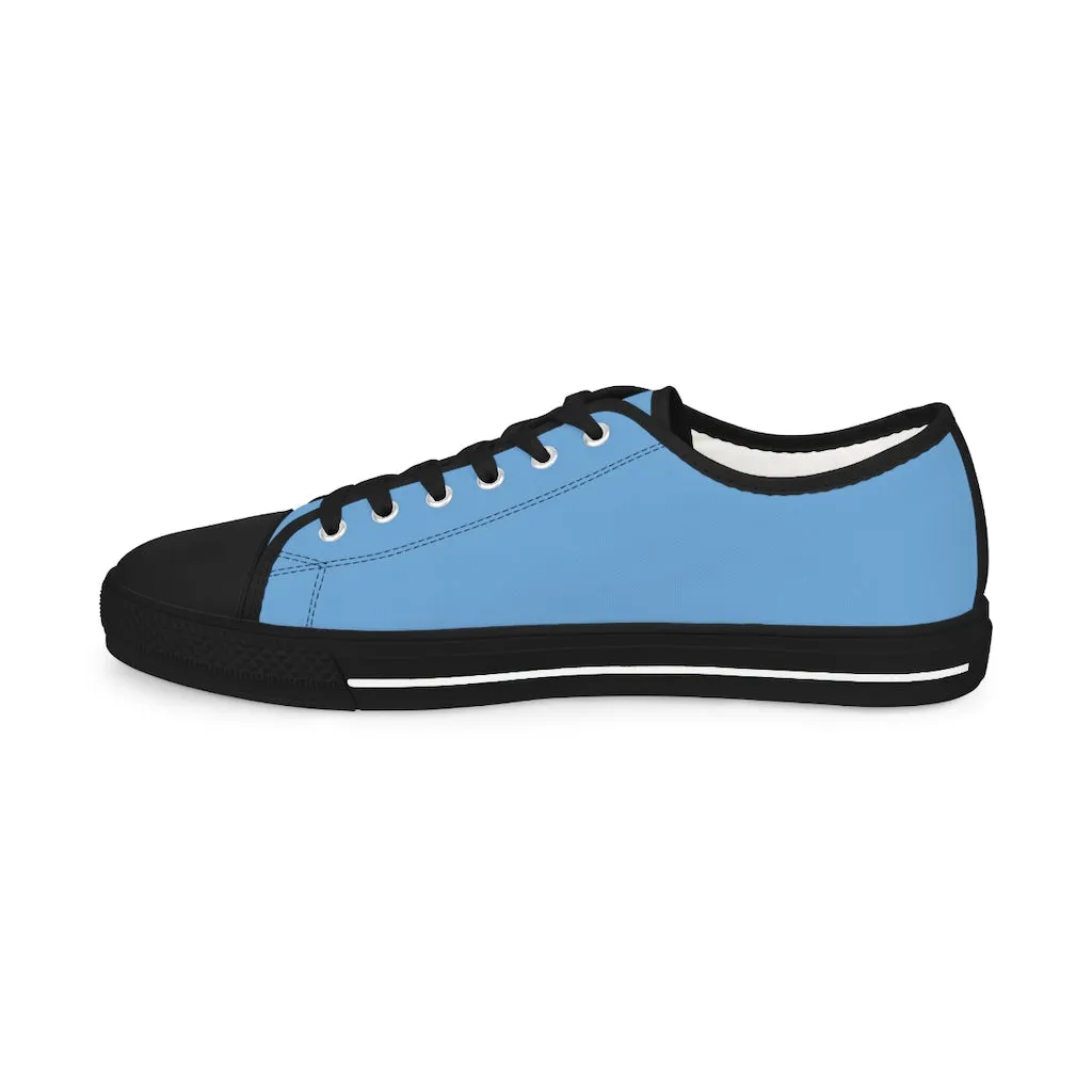 Pastel Blue Color Men's Sneakers, Best Solid Blue Color Men's Low Top Sneakers Tennis Canvas Shoes (US Size: 5-14)