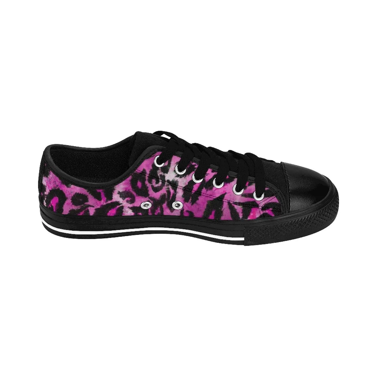 Pink Leopard Print Men's Sneakers, Animal Print Men's Low Top Canvas Fashion Shoes