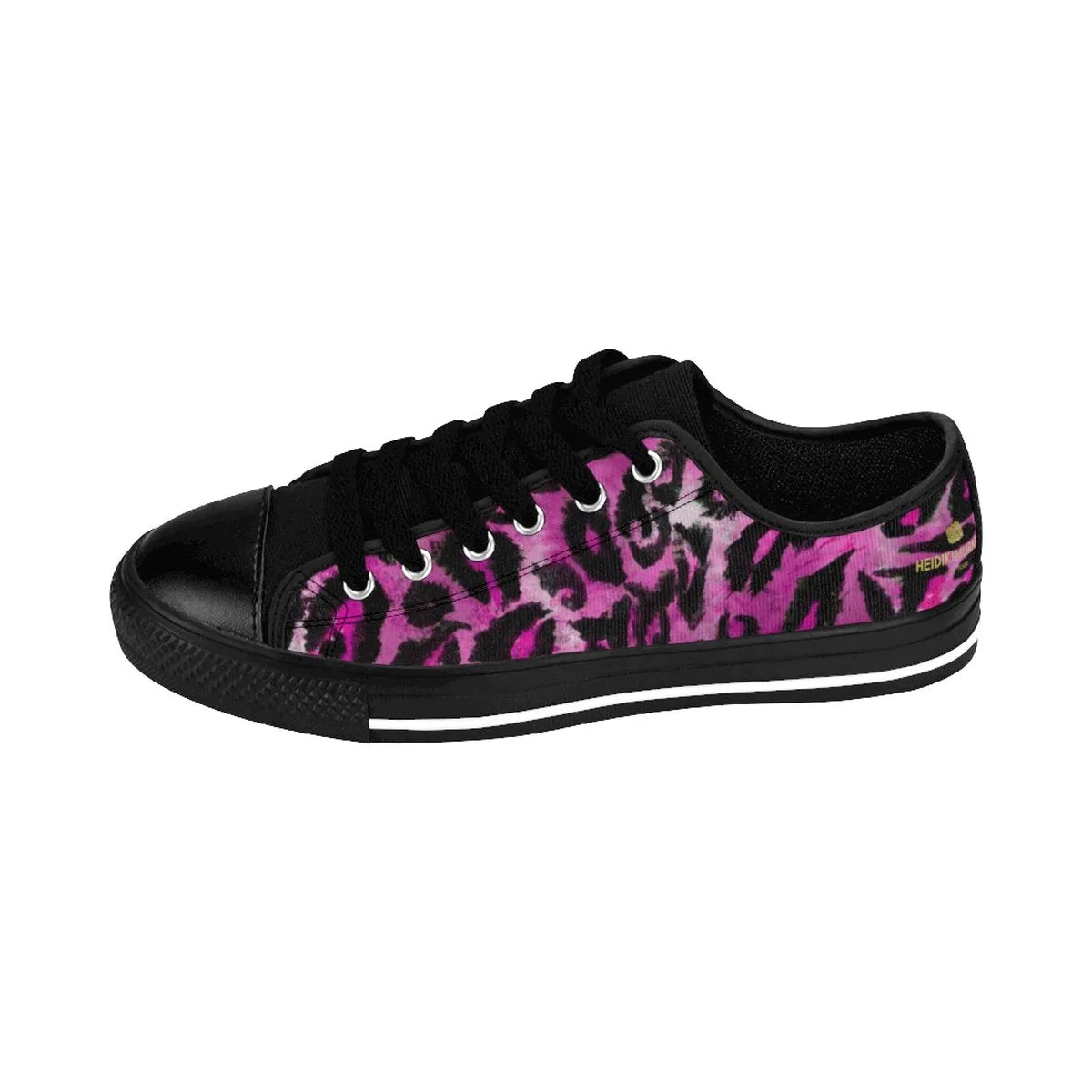 Pink Leopard Print Men's Sneakers, Animal Print Men's Low Top Canvas Fashion Shoes