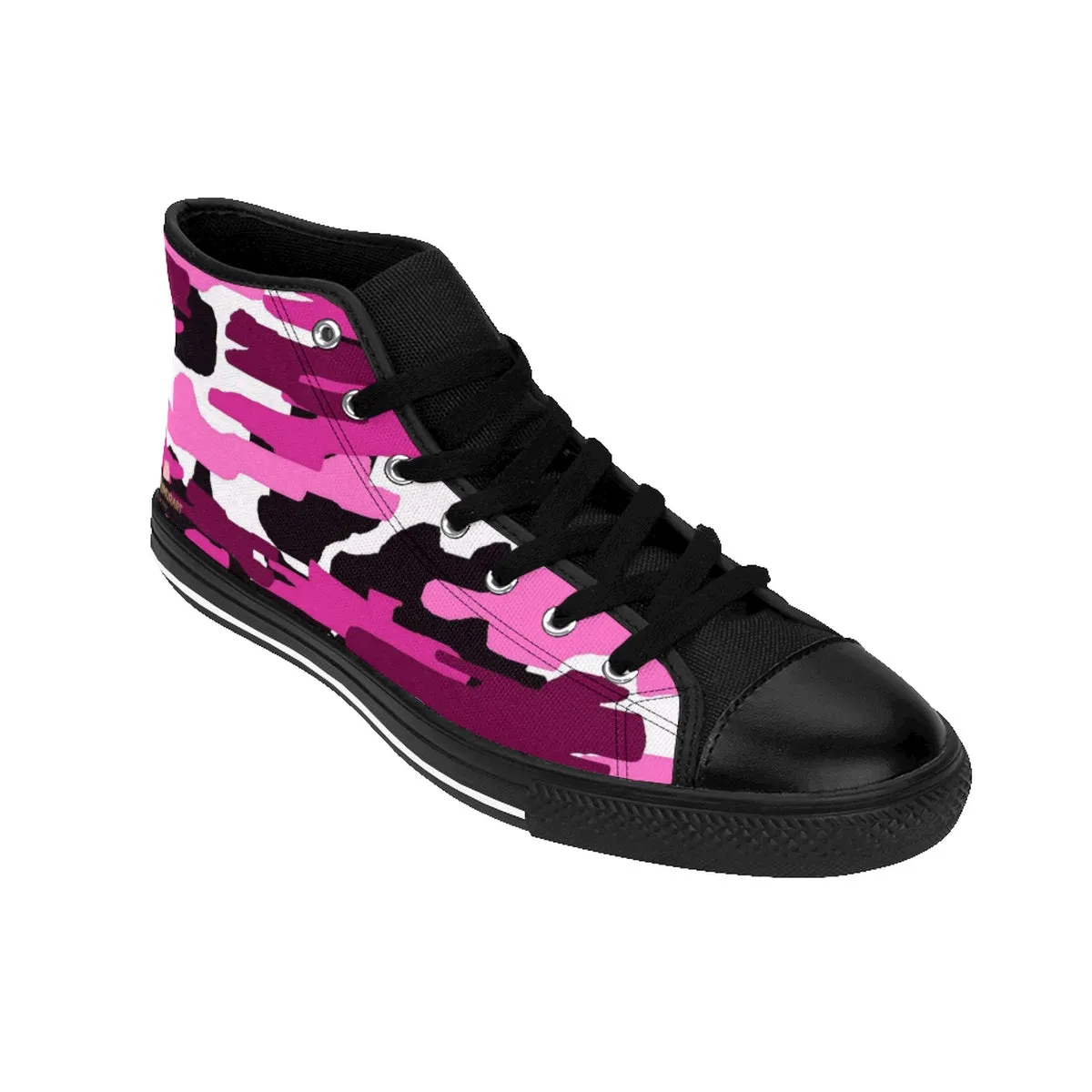 Pink Purple Camo Men's Sneakers, Camouflage Army Military Print Men's High-top Sneakers Tennis Shoes