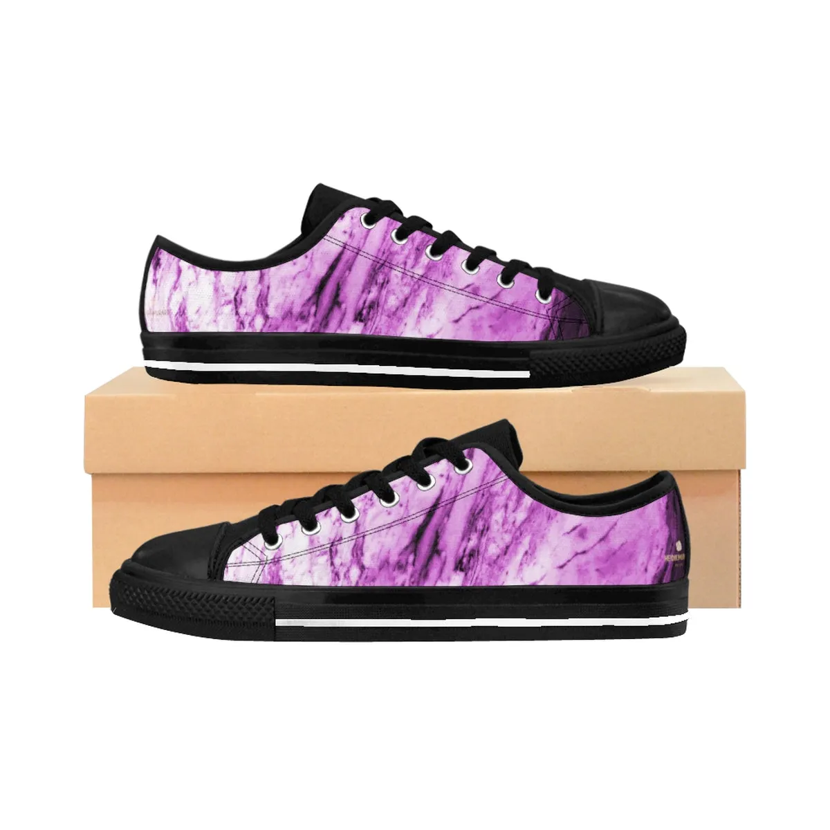 Pink Purple Marble Men's Sneakers, Modern Print Low Top Sneakers Shoes(US Size: 6-14)