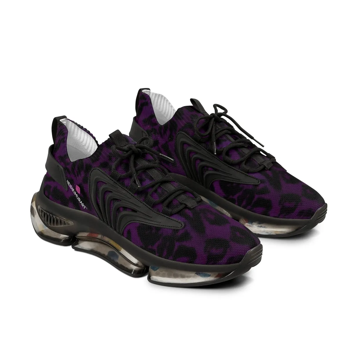 Purple Leopard Print Men's Shoes, Best Leopard Animal Print Comfy Men's Mesh Sports Sneakers