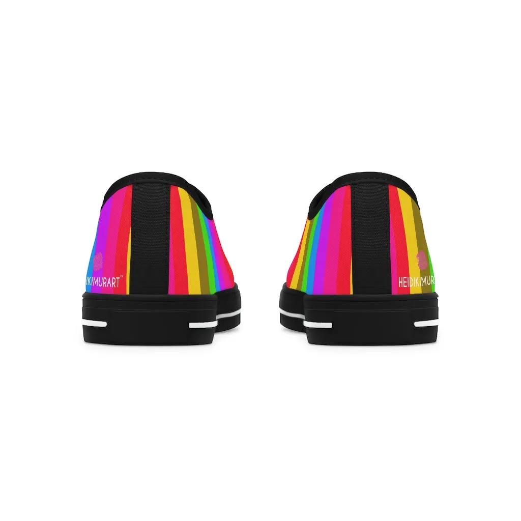 Rainbow Stripes Women's Low Tops, Gay Pride Striped Low Top Sneakers For Women (US Size: 5.5-12)