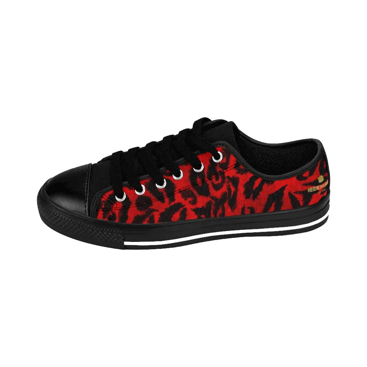 Red Leopard Men's Sneakers, Animal Print Premium Low Top Sneakers Tennis Running Shoes