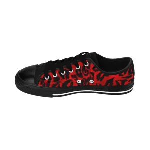 Red Leopard Men's Sneakers, Animal Print Premium Low Top Sneakers Tennis Running Shoes