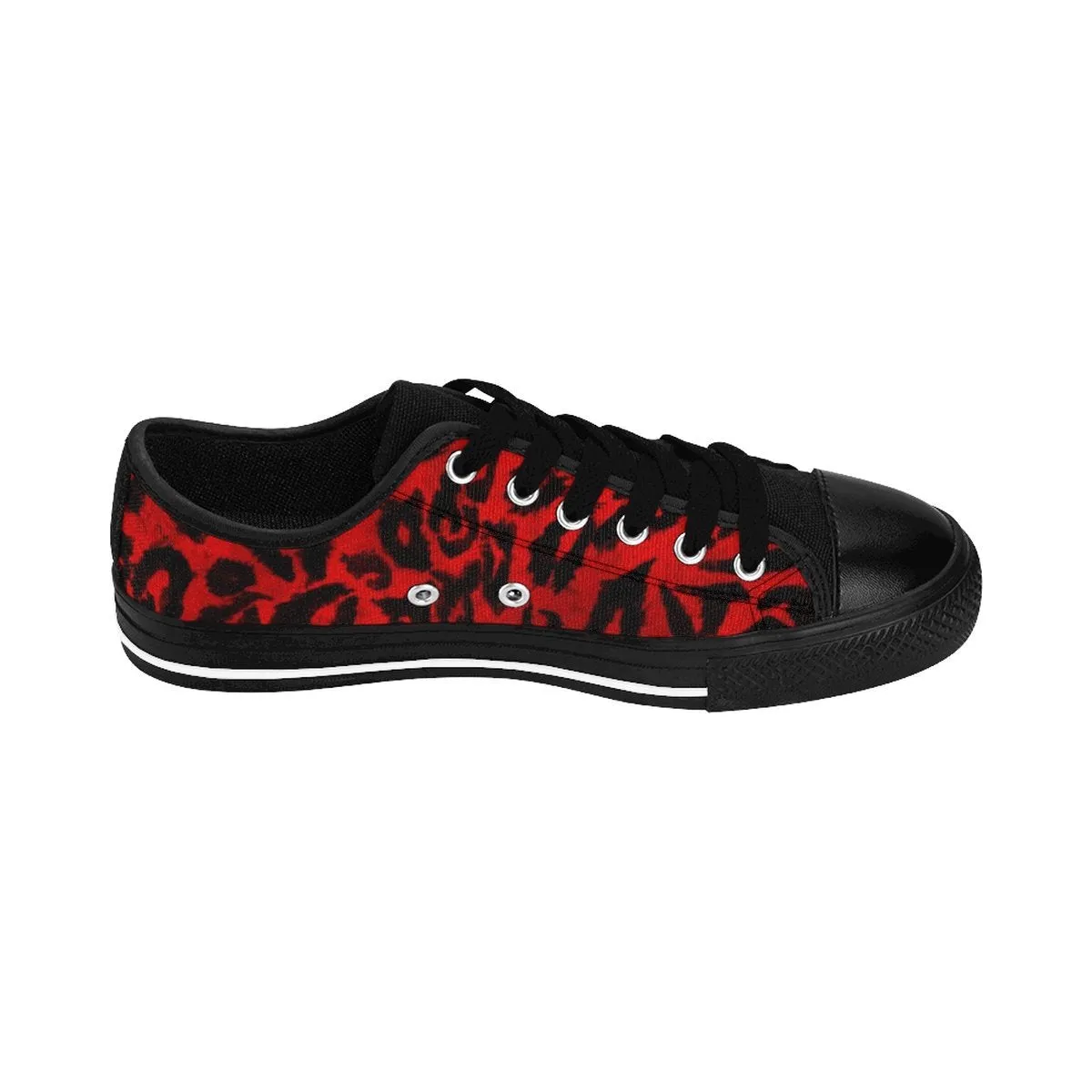 Red Leopard Men's Sneakers, Animal Print Premium Low Top Sneakers Tennis Running Shoes