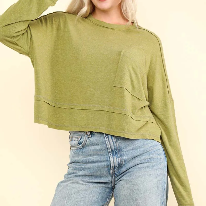 Relaxed Long Sleeve Pocket Top