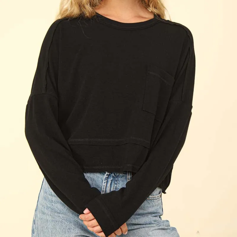 Relaxed Long Sleeve Pocket Top