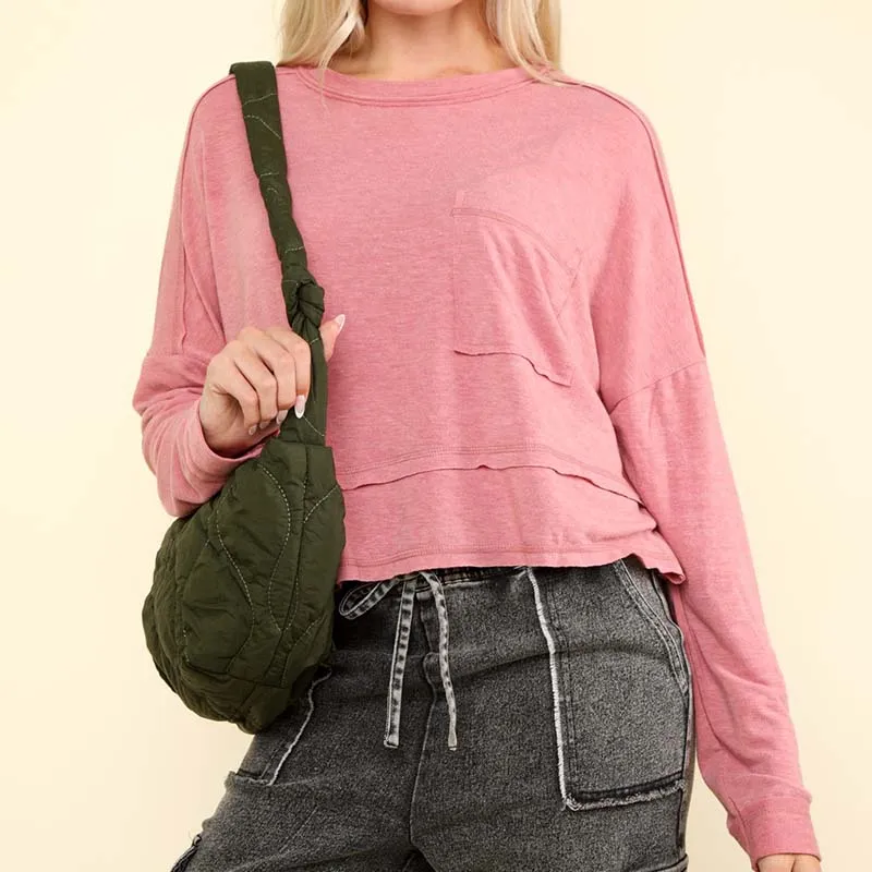 Relaxed Long Sleeve Pocket Top