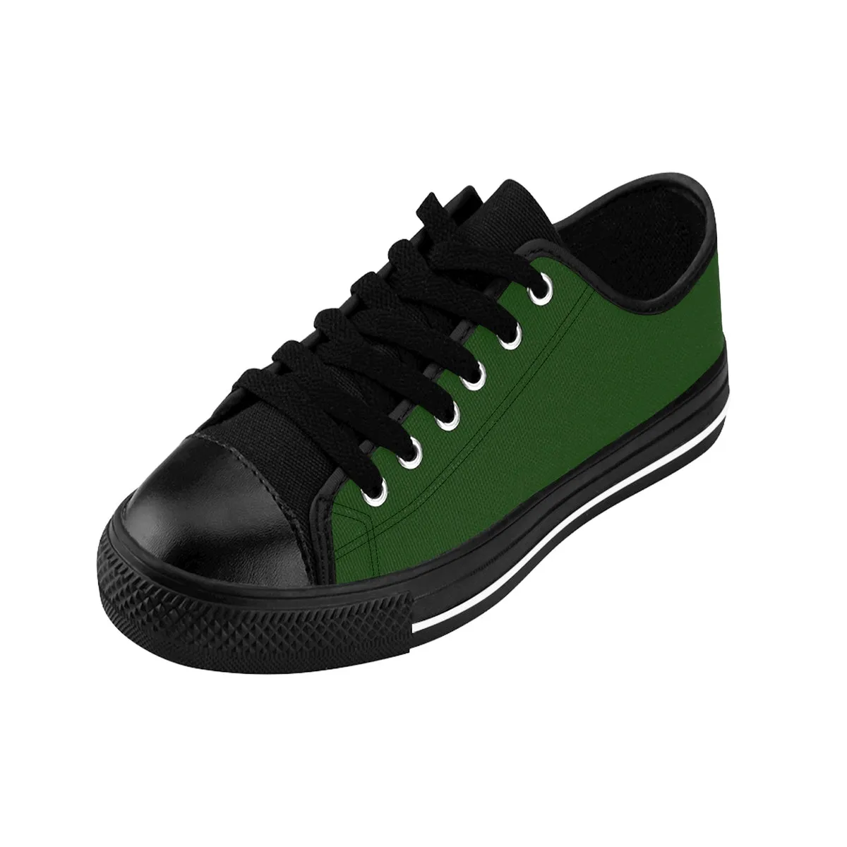 Seattle Green Men's Low Tops, Seattle Style Emerald Green Solid Color Sneakers Running Tennis Shoes