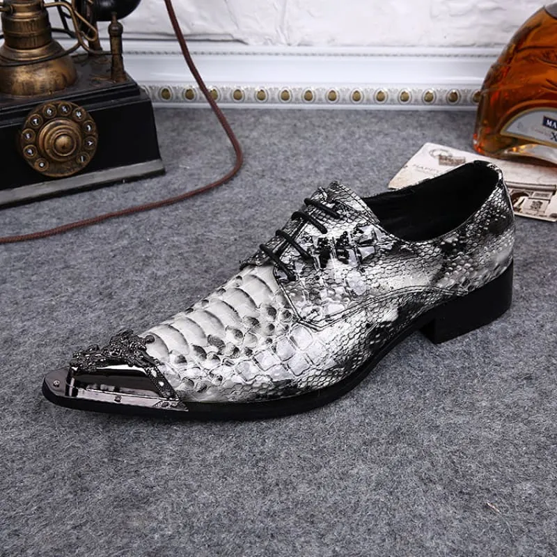 Snakeskin Patterns in Men’s Formal Office and Wedding Business Shoes