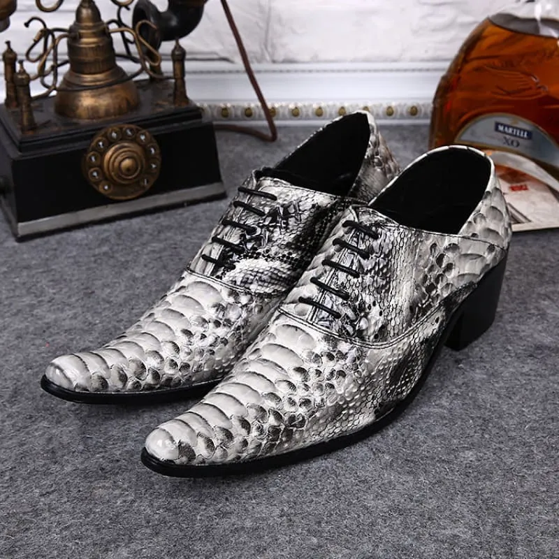 Snakeskin Patterns in Men’s Formal Office and Wedding Business Shoes