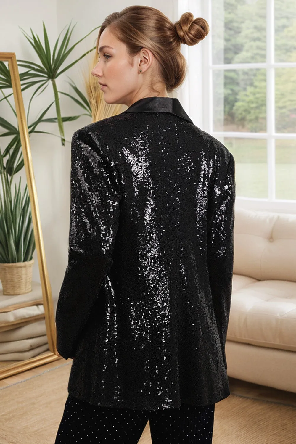 Sparkly Black Women's Prom Blazer with Fringes