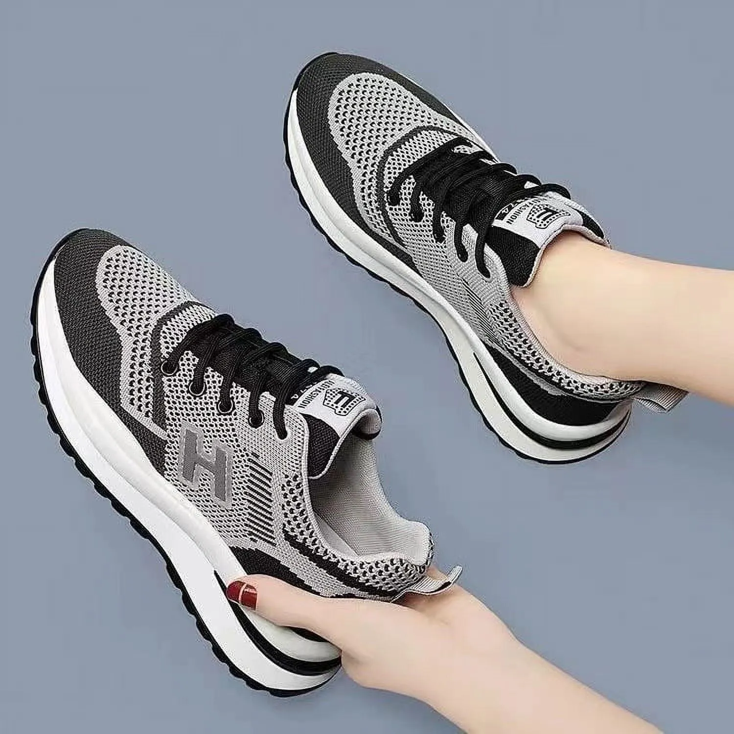 Spring and summer flying woven women's sneaker fashion all-match running shoes mesh breathable casual women