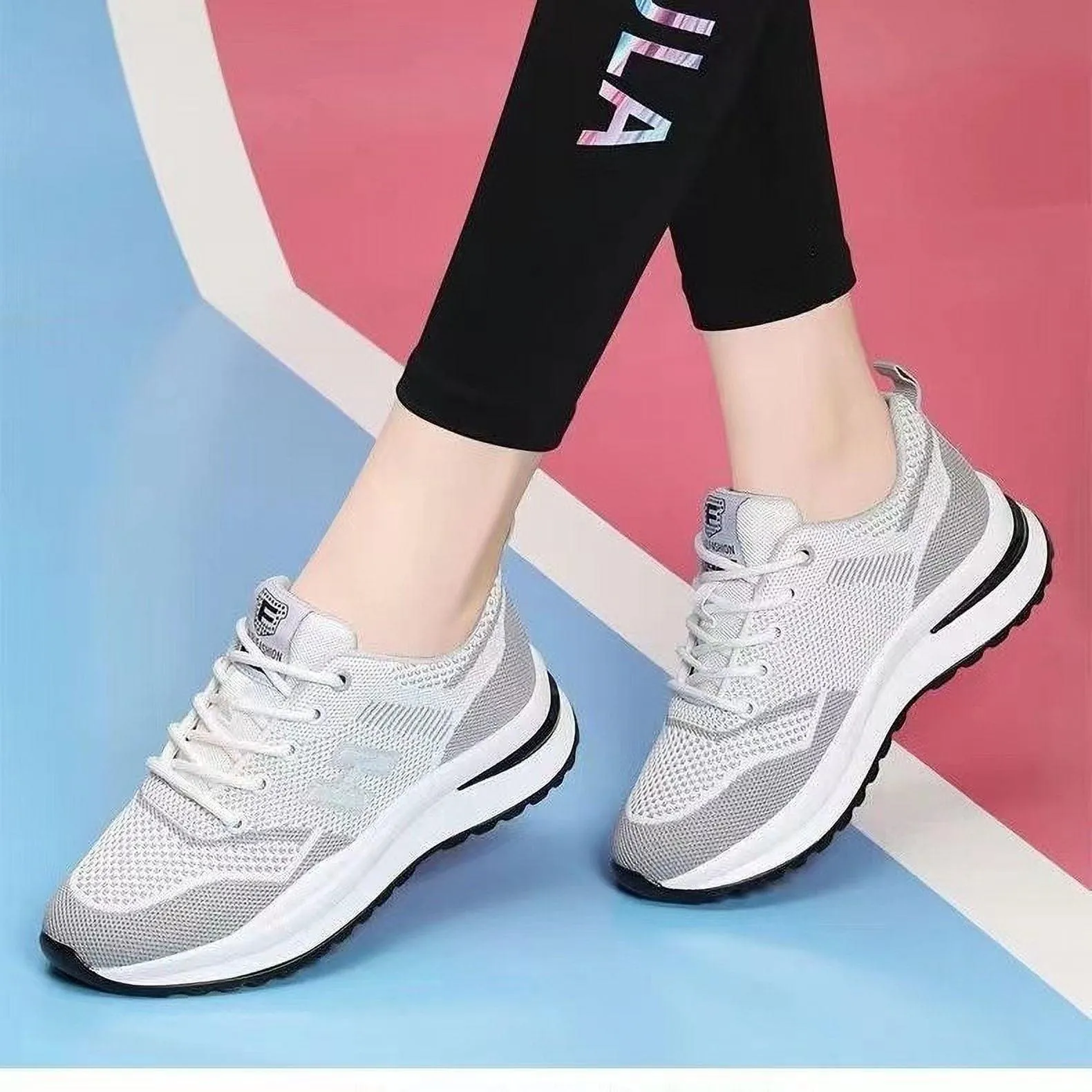 Spring and summer flying woven women's sneaker fashion all-match running shoes mesh breathable casual women