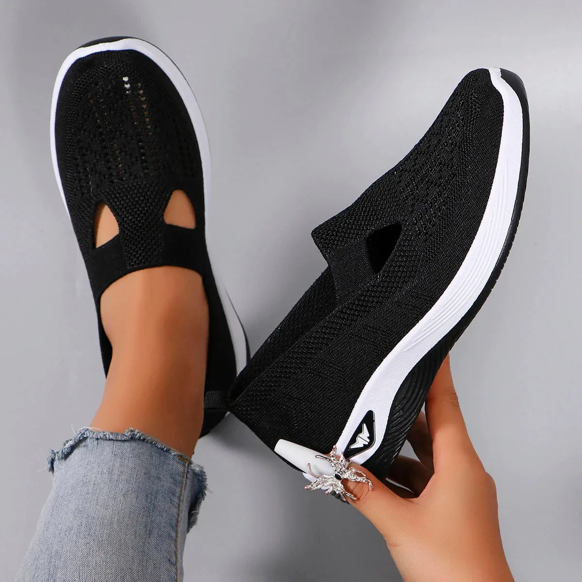 Spring new women's sports shoes, fashionable, breathable, lightweight, non-slip, wear-resistant, casual sports shoes, flat shoes