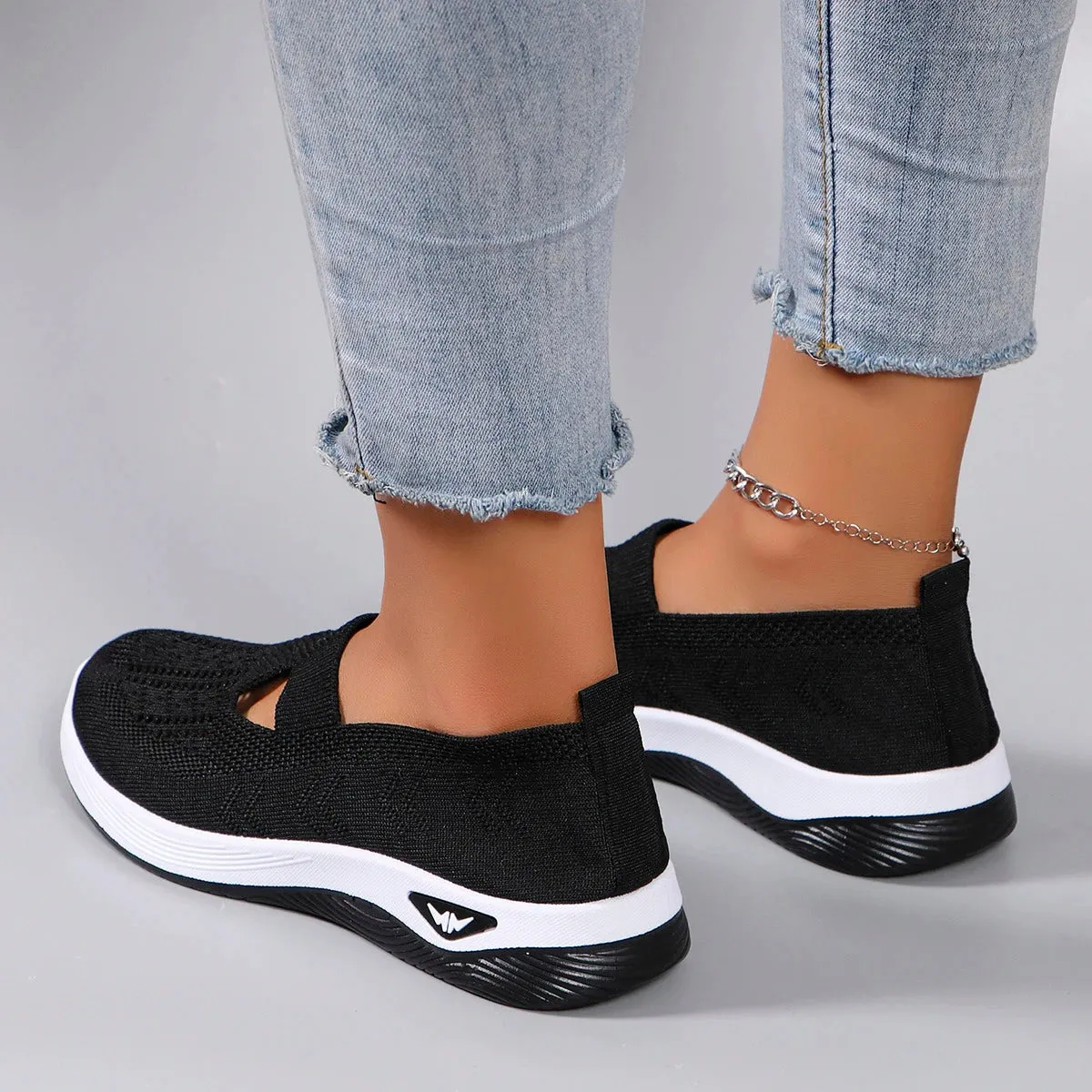 Spring new women's sports shoes, fashionable, breathable, lightweight, non-slip, wear-resistant, casual sports shoes, flat shoes