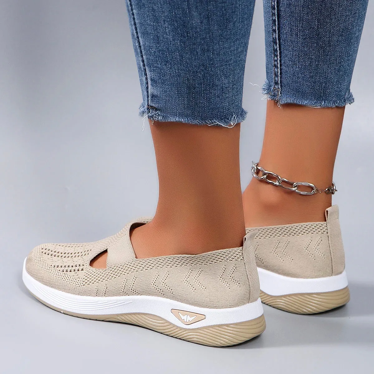 Spring new women's sports shoes, fashionable, breathable, lightweight, non-slip, wear-resistant, casual sports shoes, flat shoes