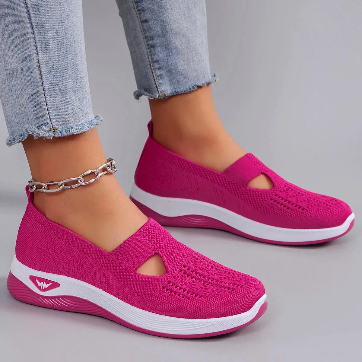 Spring new women's sports shoes, fashionable, breathable, lightweight, non-slip, wear-resistant, casual sports shoes, flat shoes