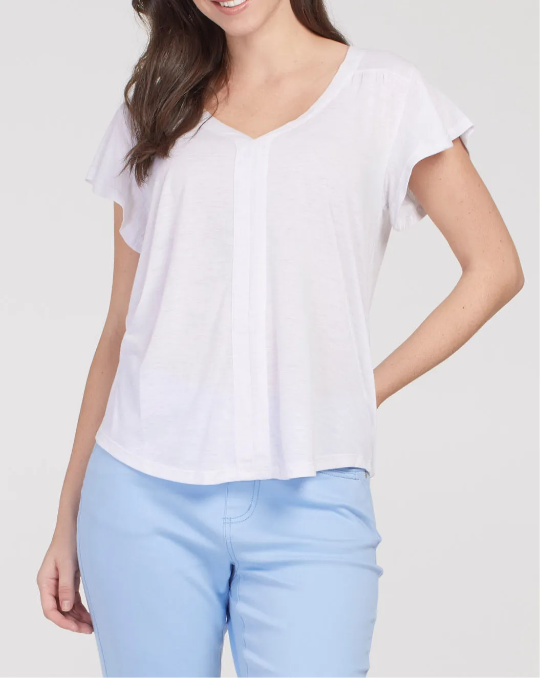 V-Neck Flutter Sleeve Tee