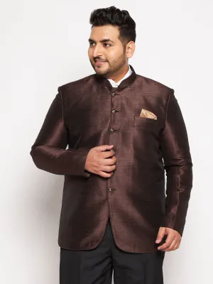 VASTRAMAY Plus Size Men's Coffee Silk Blend Jodhpuri