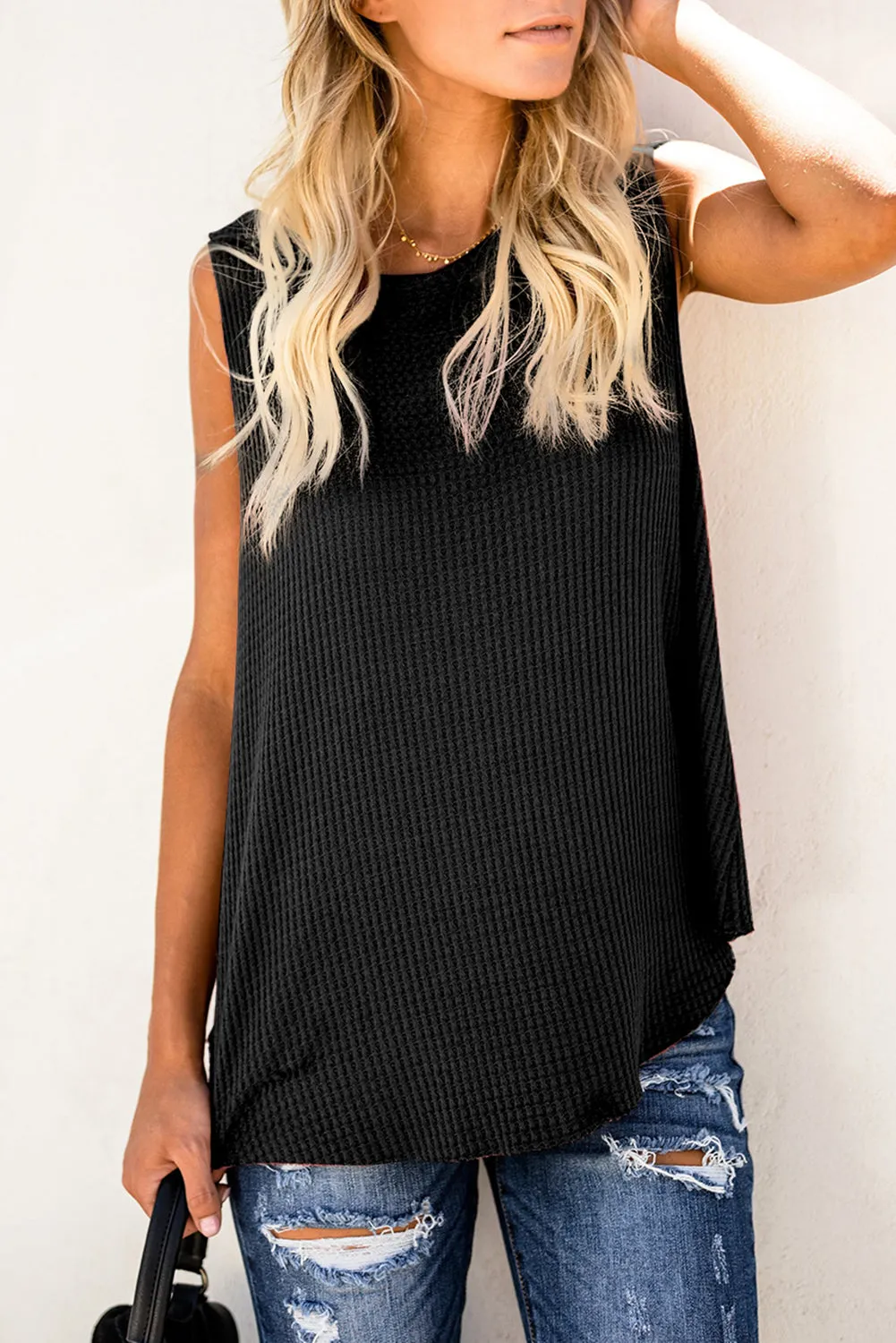 Waffle Crewneck Tank Top