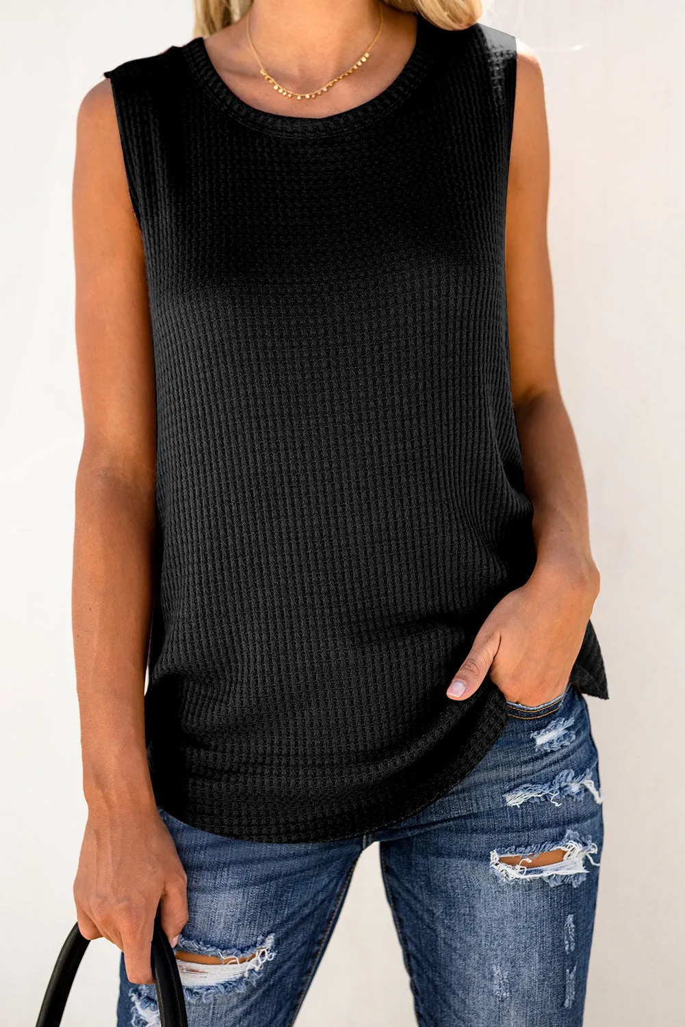 Waffle Crewneck Tank Top