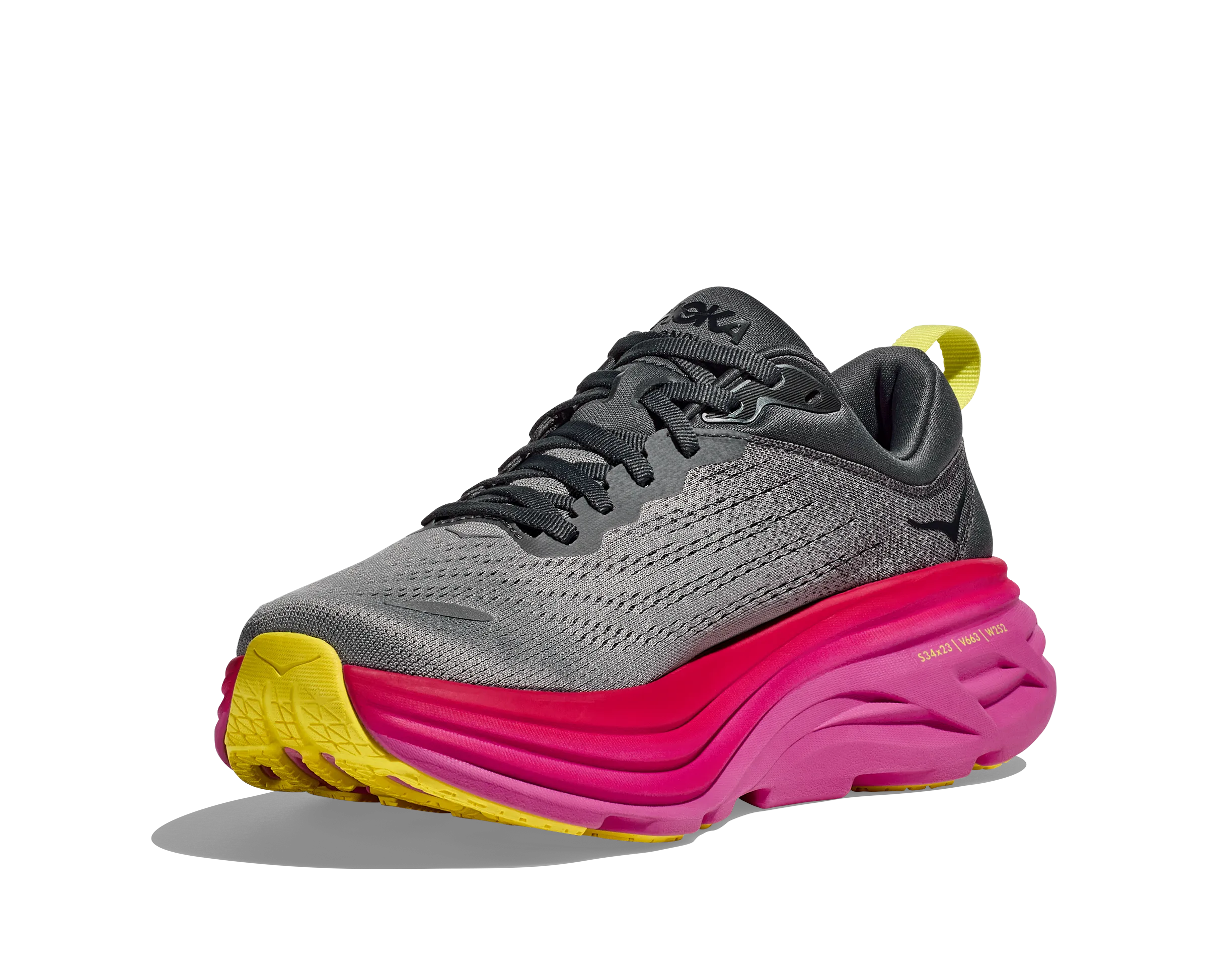 Women's Hoka Bondi 8 Color: Castlerock / Strawberry