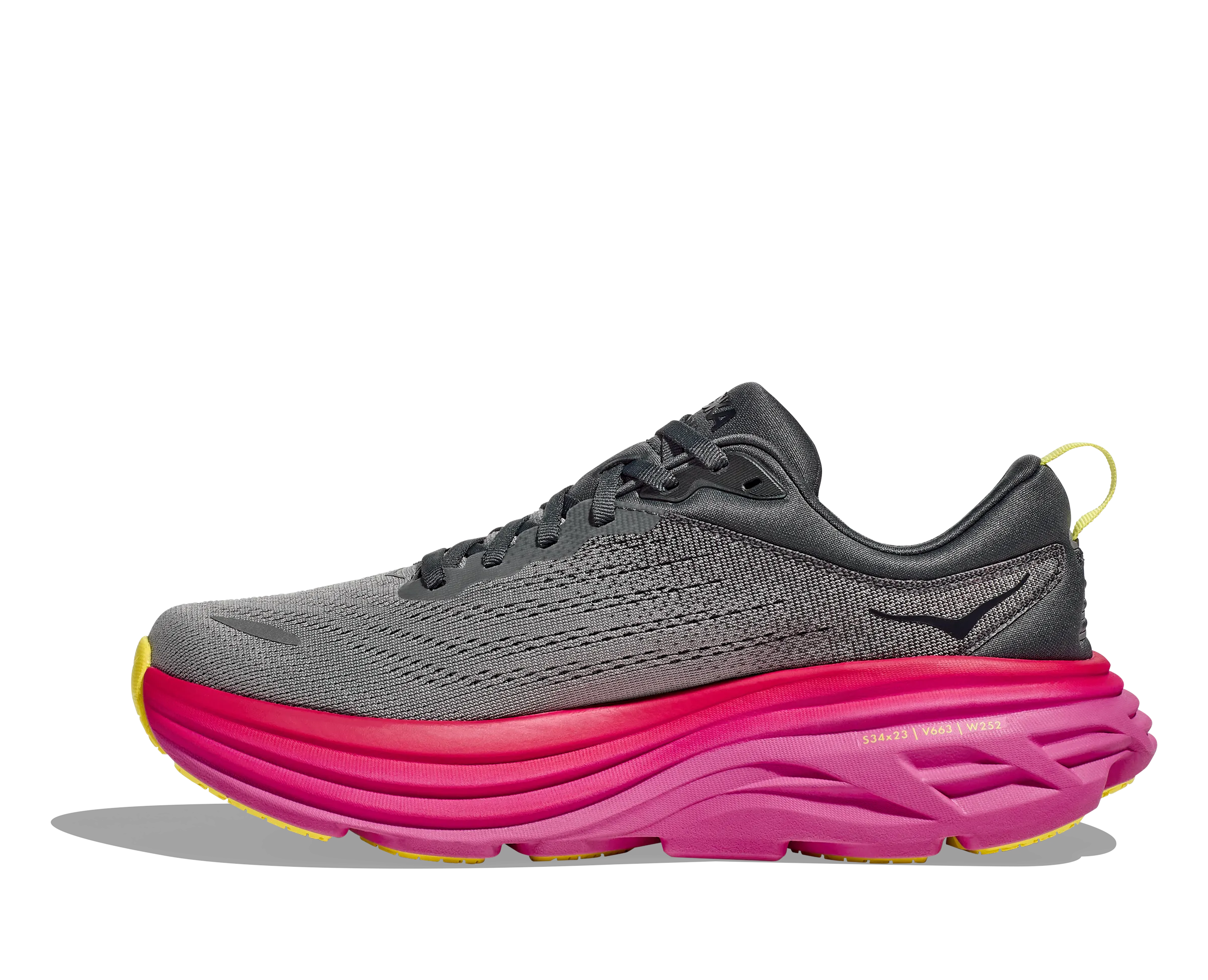 Women's Hoka Bondi 8 Color: Castlerock / Strawberry