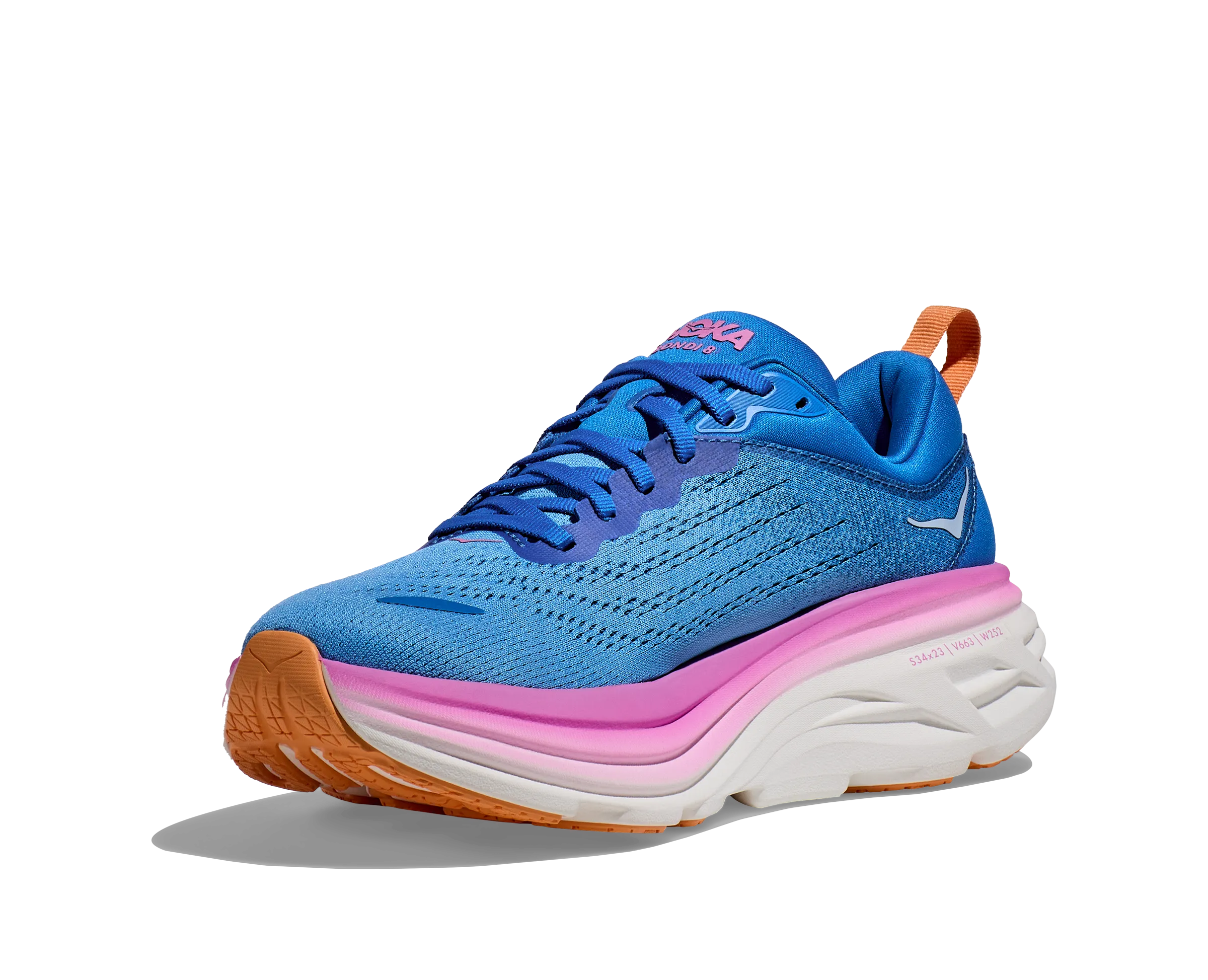 Women's Hoka Bondi 8 Color: Coastal Sky / All Aboard (WIDE WIDTH)