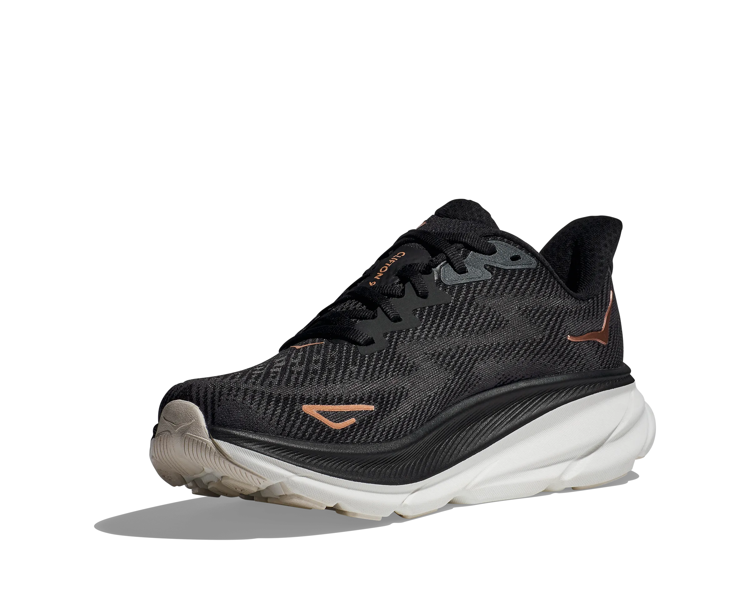 Women's Hoka Clifton 9 Color: Black / Rose Gold