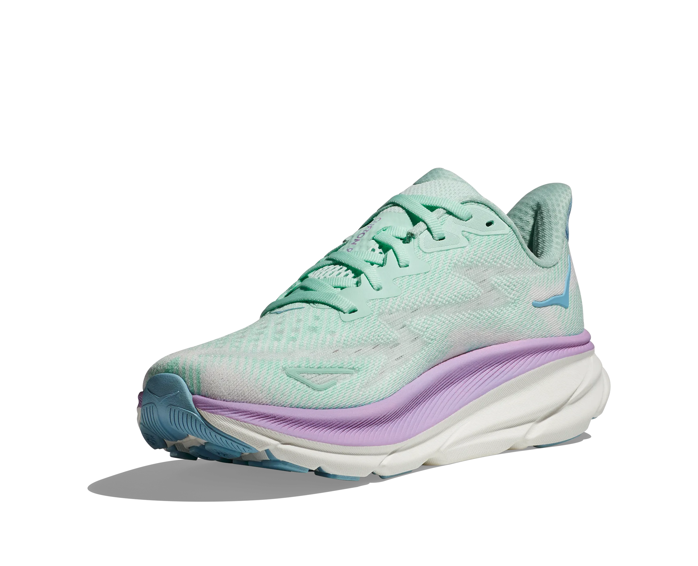 Women's Hoka Clifton 9 Color: Sunlit Ocean/Lilac Mist (WIDE WIDTH)