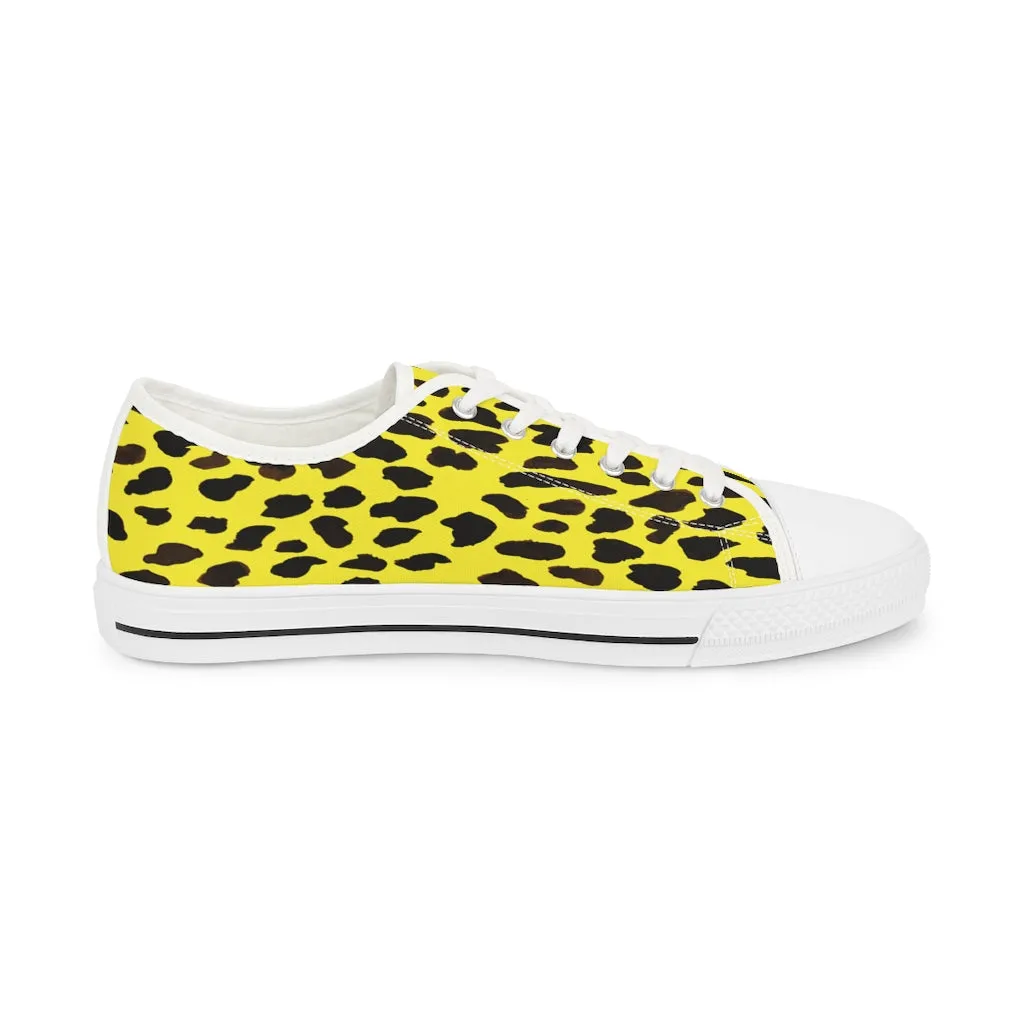 Yellow Leopard Print Men's Shoes, Best Animal Print Men's Low Top Sneakers  (US Size: 5-14)